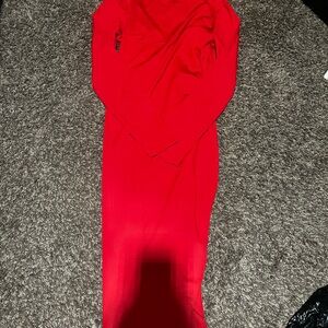 Red silk dress